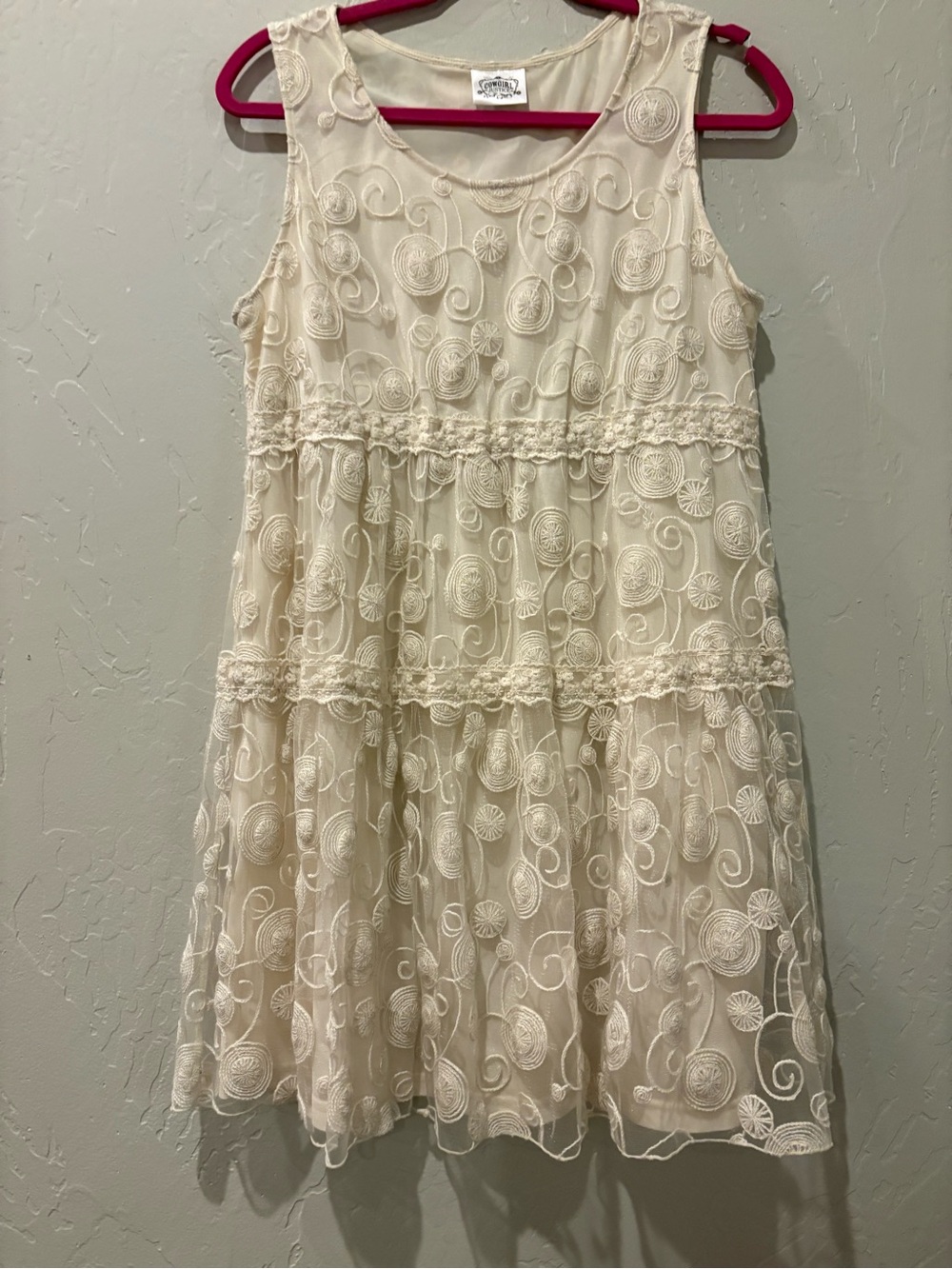 Cream Lace Tiered Dress - Picture 3 of 5